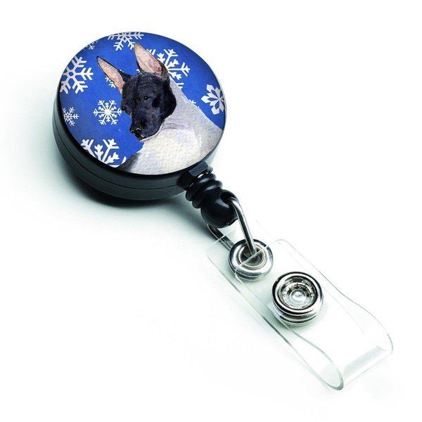 Teachers Aid Rat Terrier Winter Snowflakes Holiday Retractable Badge Reel TE222931